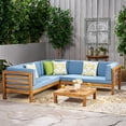thumbnail image 2 of Oana Wooden 4 Piece Patio Sectional Sofa Set with Gray Cushions, 2 of 11