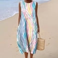 thumbnail image 2 of Vestido largo Akivide para mujer, estampado floral bohemio de verano con bolsillos, 2 of 3