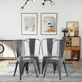 thumbnail image 2 of YRLLENSDAN Indoor and Outdoor Metal Chairs Set of 4, 18" Seat Height Stackable Modern Dining Chairs with Back, Farmhouse Kitchen Chairs, Dining Room, Bistro and Cafe,Gray, 2 of 7