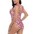 thumbnail image 5 of Yiaed Red Flowers Print Women's Ruffled One Piece Swimsuit V Neck Swimwear Slimming Monokini for Woman-Large, 5 of 8