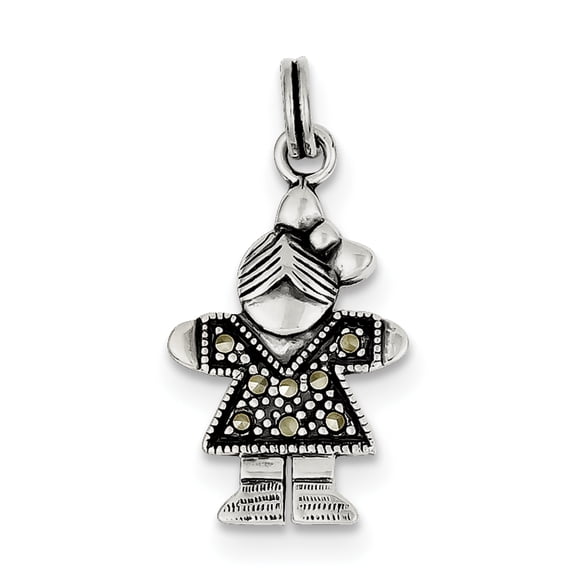 Breloque Fille en Argent Sterling QC4635 (28 mm x 15 mm)