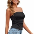 thumbnail image 5 of Lutiedan Stain Tube Top for Women Strapless Double Lined Pleated Y2K Backless Crop Tops Bandeau Trendy Summer Going Out Outfits Casual Slim Fit Tops, 5 of 8