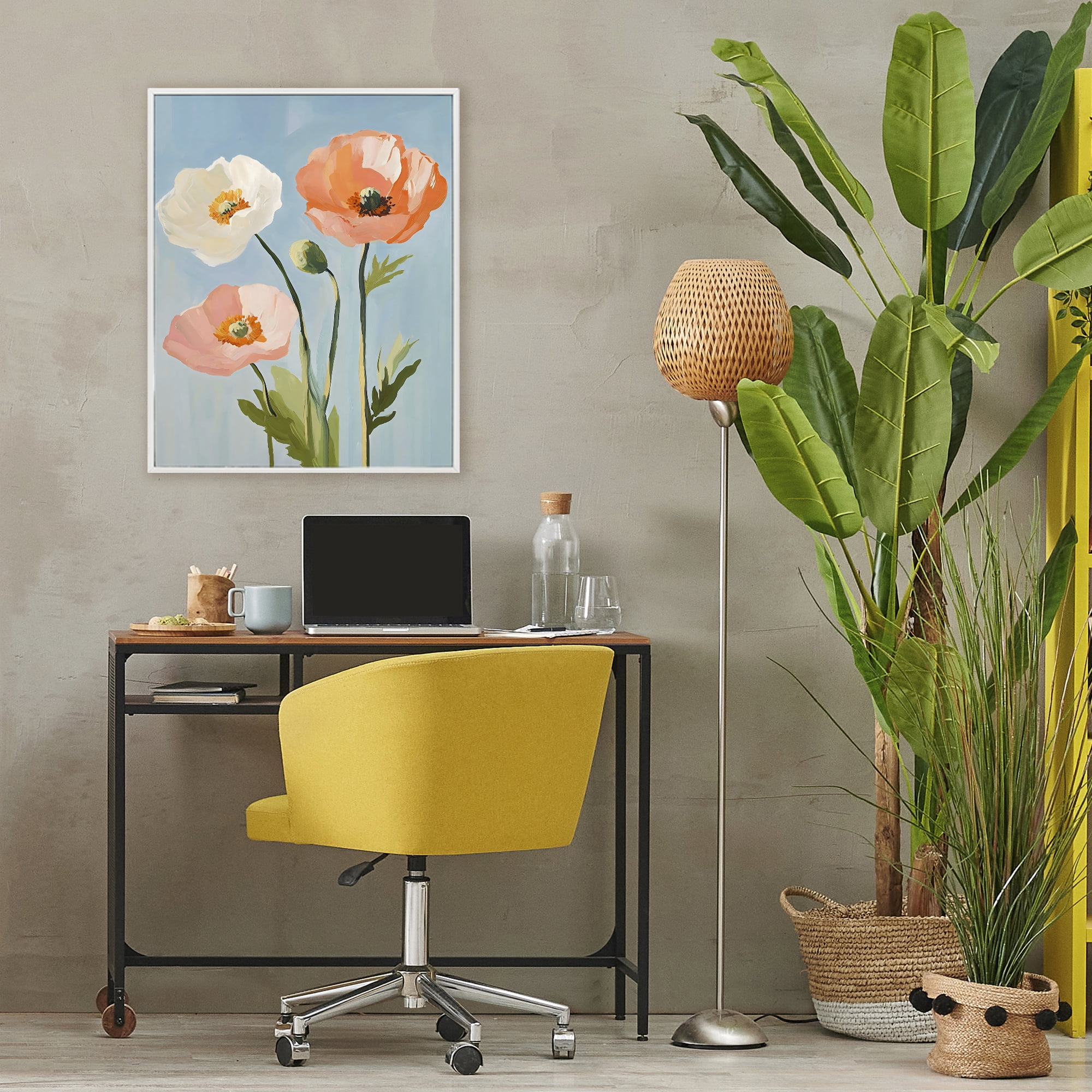 Stupell Industries Pastel Poppy Blooming Trio White Framed Giclee Art, design by The Prints Vibe