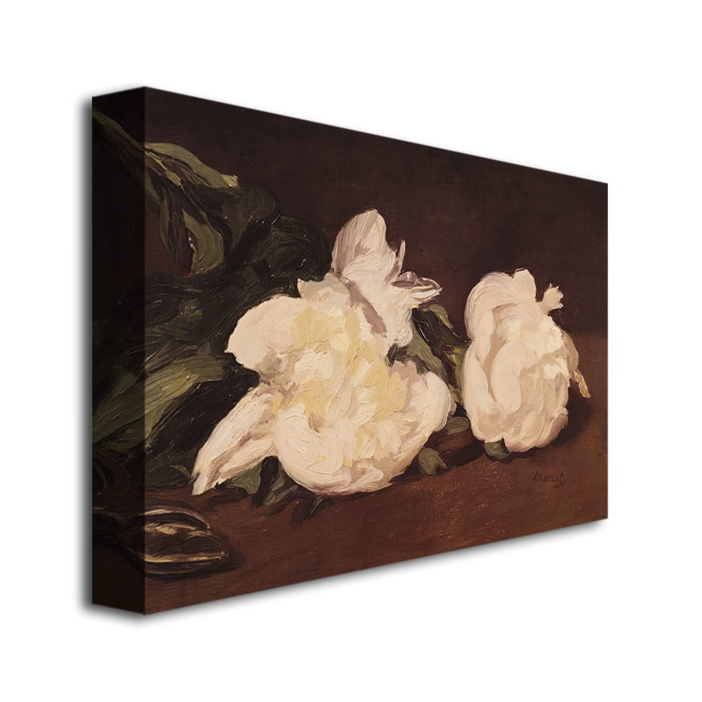 Trademark Fine Art "Branch of White Peonies" Canvas Wall Art by Eduard Manet
