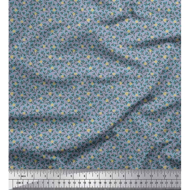 Soimoi Rayon Fabric Flower Artistic Printed Fabric 1 Yard 56 Inch Wide