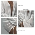 thumbnail image 4 of Conjunto de falda mini vestido de malla Conjunto de falda con cordón sin espalda de manga larga con frente fruncido en V profundo Conjunto de 2 piezas para club Blanco S, 4 of 5