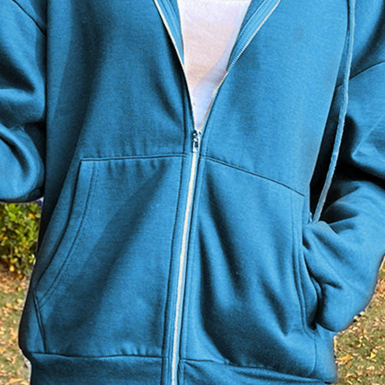 Fashion Women' Zip Up Hoodie Retro Hooded Jacket with Zipper Womens Hoodie  Jacket with Sweatshirt Solid Color Sweatshirt Coat for Women 
