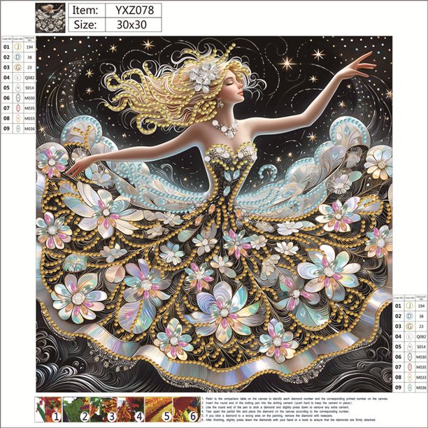 (YXZ078) Serie Personajes Bailarina Diamante Parcial Pintura Resina Diamante Con Forma Especial 30x30cm