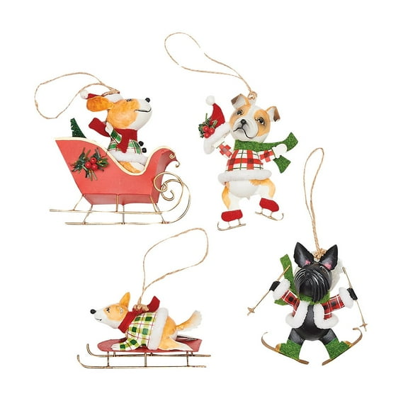 Snow Dogs Christmas Xmas Ornament Set of 4