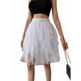 thumbnail image 3 of Women Tulle Skirts Midi Long Fairy Skirt Tutu A-Line Mesh Layered High Elastic Waist Skirts White S, 3 of 8