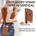thumbnail image 2 of Allytechgroup Wallet Case for iPhone 11 with Makeup Mirror, Detachable Metal Shoulder Strap Cards Slots Zipper Pocket Shockproof Protective Phone Case for iPhone 11, Brown, 2 of 8