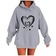 thumbnail image 2 of EchfiProm Womens Sweatshirt with Pockets Gray Oversized Hoodies Soft Graphic Long Sleeve Hooded Pullover Tunic Tops for Womem, 2 of 4