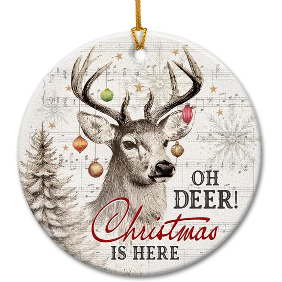 Deer Ornaments for Christmas Tree 2025 – Deer Gifts for Men, Women, Woodland Animal Christmas Ornaments, Hunting for Lovers, Family, Friends - Ceramic Hanging Decorations undefined
