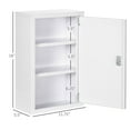 thumbnail image 7 of Resenkos 12" x 18" Lockable Medicine Cabinet, 3 Tier Steel Medical Wall Box with 2 Keys and Shelves for Bathroom, White, 7 of 7