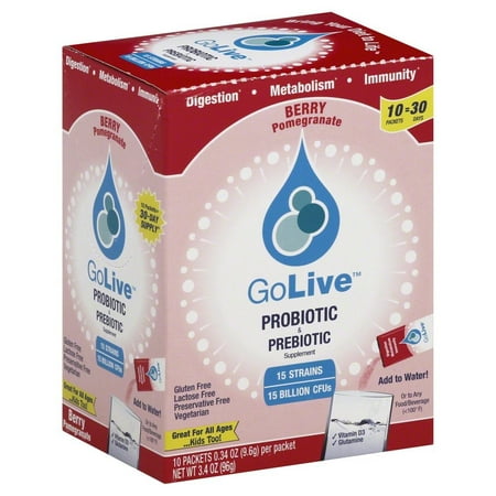 Golive Supplément probiotique et prébiotique Mélange de grenade, 10 Count