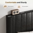thumbnail image 3 of EDX Twin-XL Size Upholstered Platform Bed Frame with Padded Wingback Headboard, Modern Accent Bedroom Furniture, Black PU Leather, 3 of 6