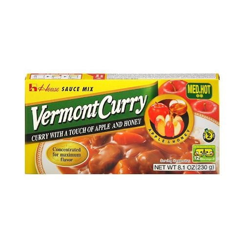 House Foods Vermont Curry, Touch of Apple & Honey, Med. Hot, 230 Gm
