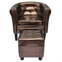 Casafoyer Tub Chair with Footstool Brown Faux Leather