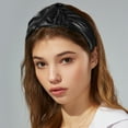 thumbnail image 3 of Unique Bargains 1 Pcs Shiny Knotted Wide Head Bands for Women Hairband Hair Hoop Hair Accessories Black, 3 of 7