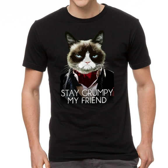 Grumpy Cat Stay Grumpy Men Black T-Shirt NEW Size S, Male Small