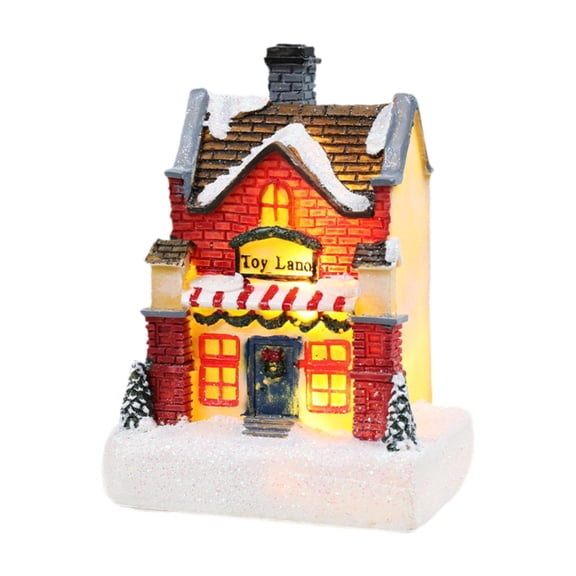 Almencla Lighted up House LED Lighted Christmas Centerpiece Light LED Snow Village for Cabinet Bedroom A