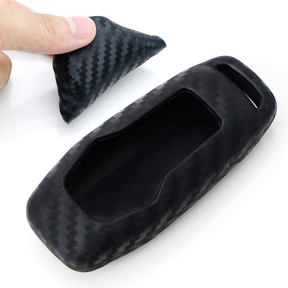 iJDMTOY Carbon Fiber Finish Soft Silicone Key Fob Cover Compatible With 2015-2017 Ford Explorer or F-150 3-Button
