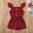 thumbnail image 2 of Toddler Girl Fashion Solid Color Flying Sleeve Jumpsuit Elastic Waist Romper 6M-5Y, 2 of 5