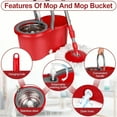 thumbnail image 5 of Spin Mop And Bucket With Wringer Set, 360° Mop And Bucket System With 3 Microfiber Mop Refills And 61" Extended Handle For Floor Cleaning, 5 of 9