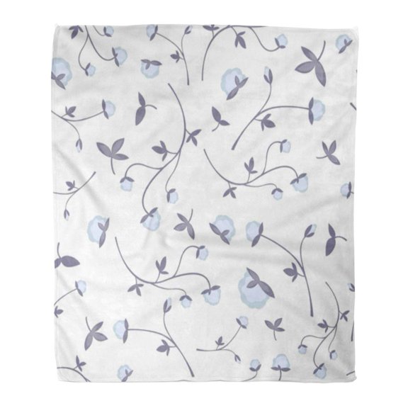 SIDONKU Flannel Throw Blanket Watercolor Branch Summer Pattern The of Flowers Clover Blue Soft for Bed Sofa and Couch 58x80 Inches