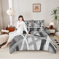 thumbnail image 4 of Castle Fairy Gradient Stripes Twin Comforter Sets,Abstract Watercolor Lines Bedding Set, 4 of 8