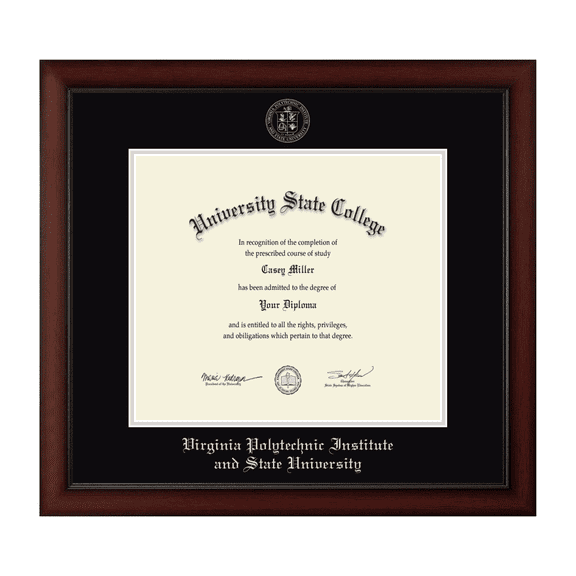 Framerly - VA Tech Diploma Frame with Black and Silver Mat