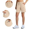 thumbnail image 6 of YUGYXL Womens Cargo Shorts Elastic Waist Hiking Shorts with Zipper Pockets Drawstring Lightweight Shorts Vacation Pants Beige L, 6 of 9