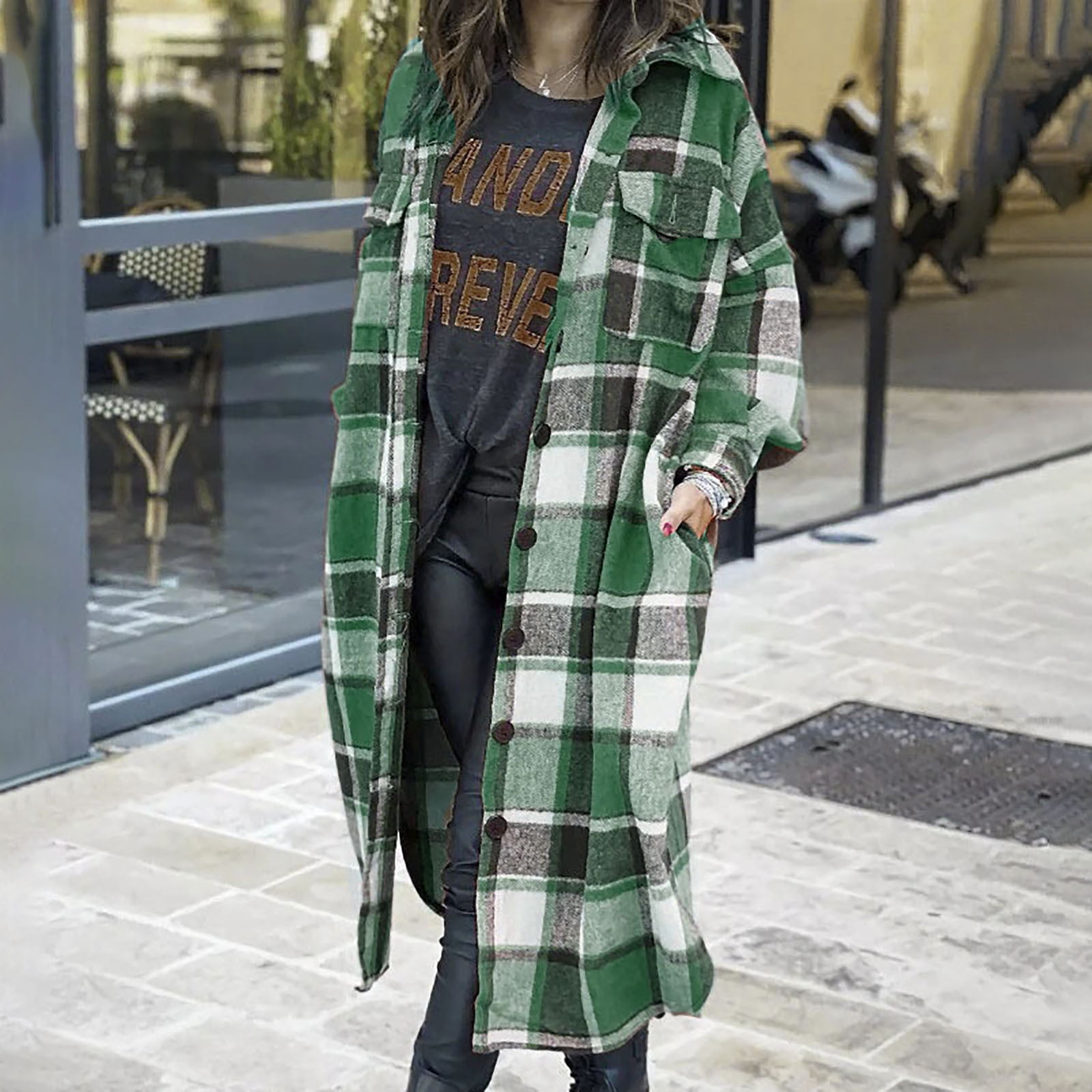 Vintage plaid green jacket coat dress 