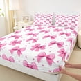 thumbnail image 4 of Erosebridal Cute Clover Bow Queen Sheet Sets 4 Pieces for Girls,Kids Teens Dreamy Flowers Bowtie Bed Set,Lightweight Room Decor, 4 of 5