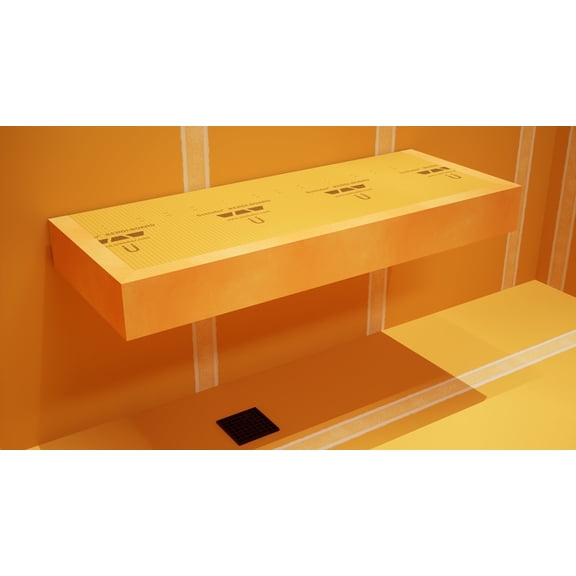 The Original Floating Shower Bench Kit with Orange Waterproof Board and Original Shower Bench Bracket (14x24")