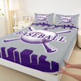 thumbnail image 4 of Homewish 3-Piece Ball Sports Player Twin Sheet Set, Grey Purple Baseball Teens Kids Decor, 4 of 8