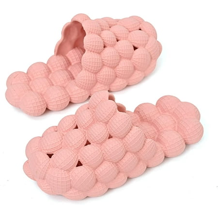 

Bubble Slippers Sandals Slides for Women Men VREKEF Funny Massage Spa Marble lychee Comfort Bobble Slippers Adults Summer Lightweight Casual Beanch EVA Unisex Fashion Bube Slides（Pink）