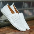 thumbnail image 5 of Big Size Spring Summer New Men's Casual Hollow Loafers Slip On Breathable Leather Flats Boat Shoes Driving Shoes Moccasins Comfort Walking Shoes, 5 of 12