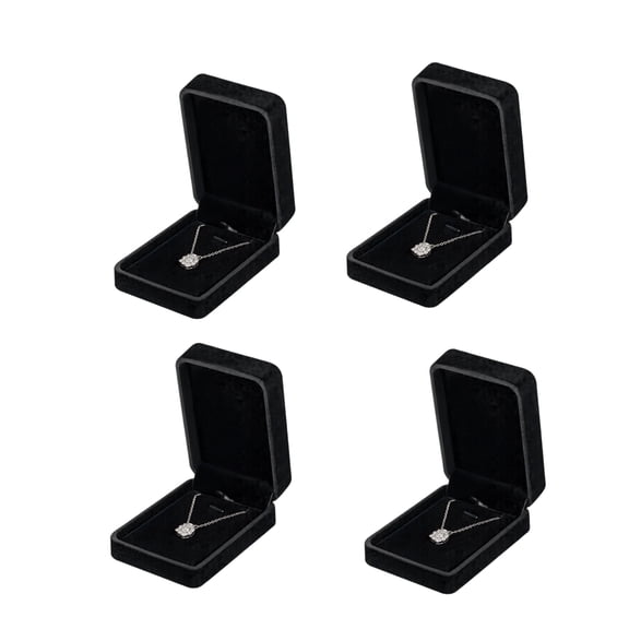 4 Pieces Classic Velvet Necklace Pendant Box for Jewelry Gift, Small Jewellry Storage Display Case for Wedding Engagement Birthday Anniversary
