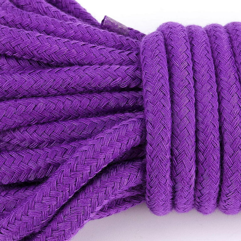 Super Soft 3 Strand Twisted Cotton Rope (Purple, 1/4 Inch x 10 Feet)