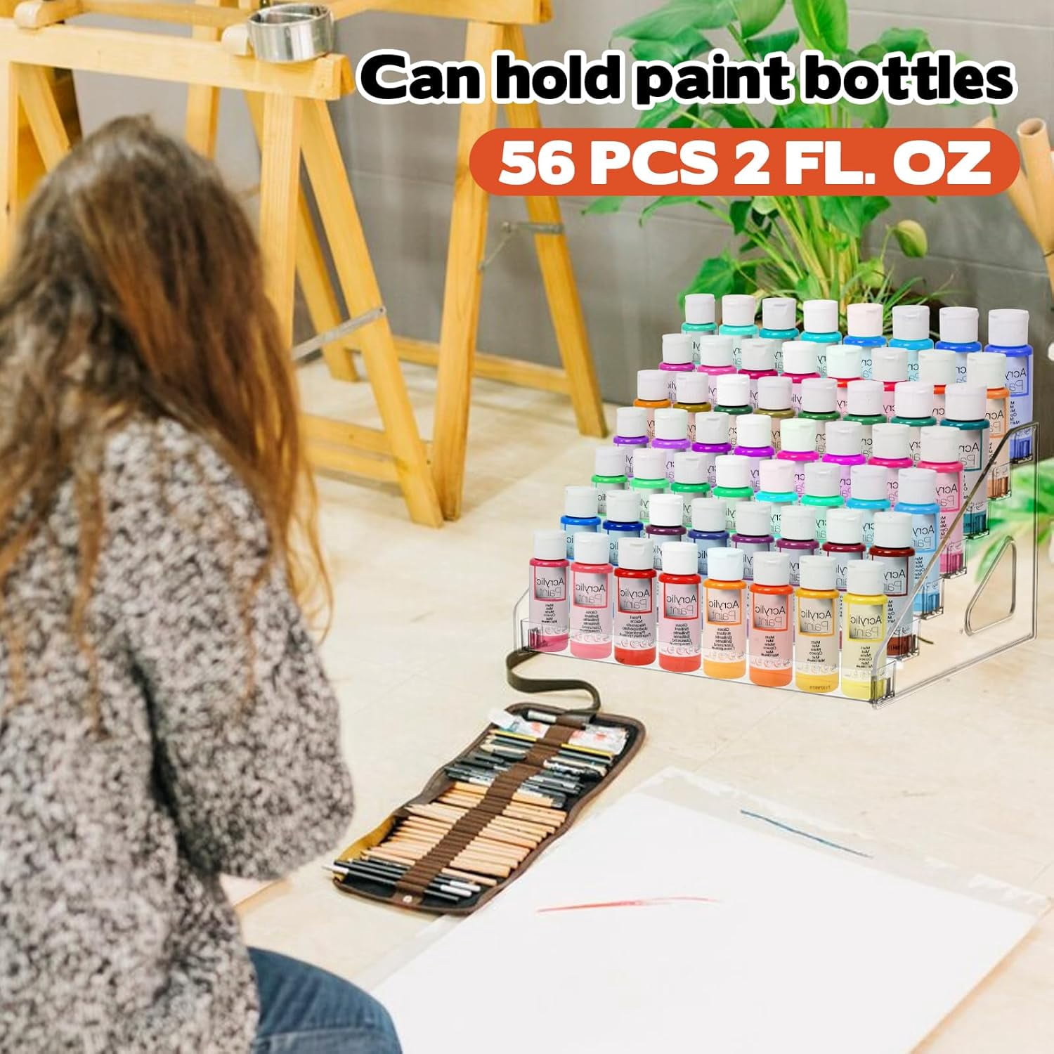 Clear Paint Organizer,7 Layers Acrylic Paint Organizer,Paint Storage Rack,Craft Paint Organizer Rack,Miniature Paint Holder for Paint Storage