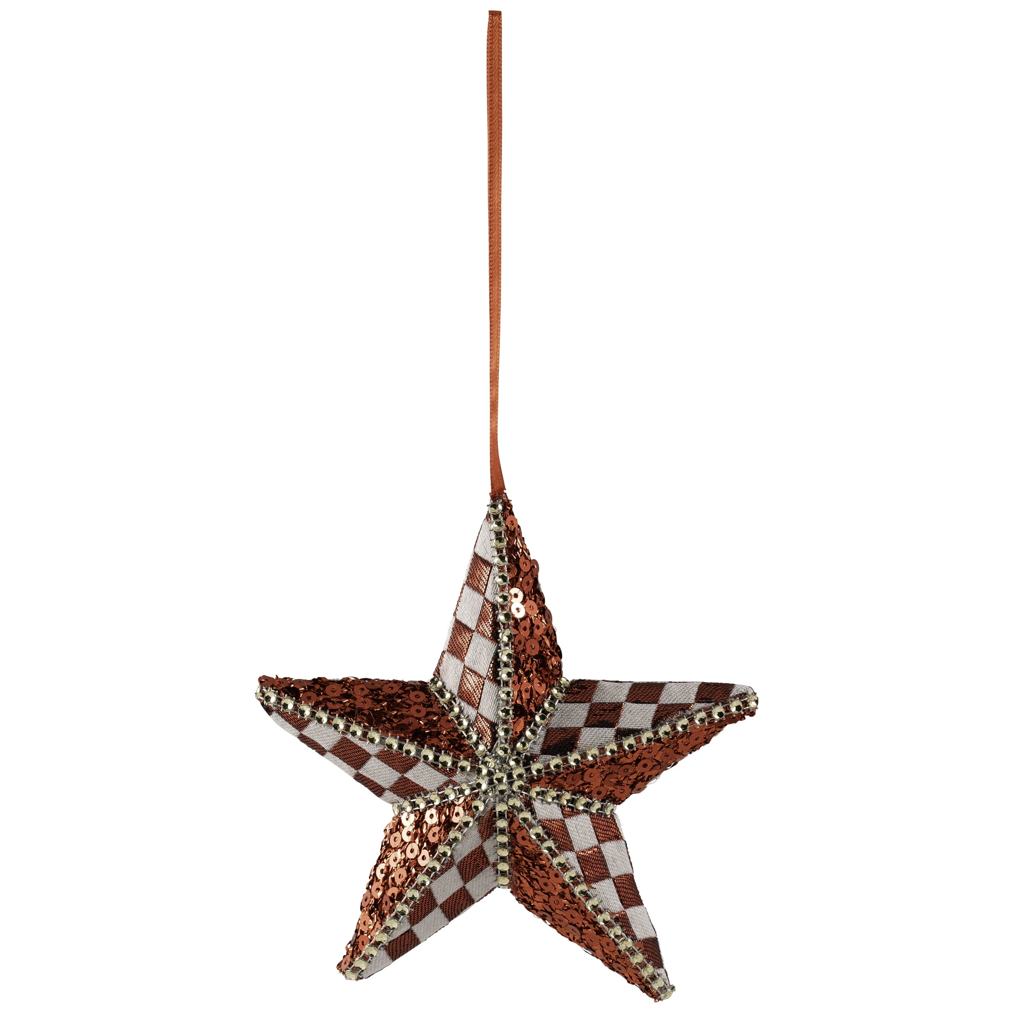 Northlight Sequined and Checkered Star Christmas Ornament -  6" - Red and White