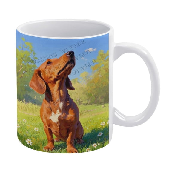 Dachshund Dog Coffee Mug - 11 oz White Ceramic Cup for Dog Lovers