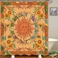 thumbnail image 3 of 4PCS Sun and Moon Shower Curtain Sets with Rugs, Waterproof Fabric Orange Shower Curtain Celestial Zodiac Constellation Astrology Sunflower Floral Botanical Retro Boho Bohemian Bathroom Decor, 3 of 7