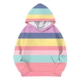 thumbnail image 3 of JAKANYQ Sweat à Capuche Décontracté pour Filles Tout-Petits Imprimé Color Block Col Rond Manches Longues avec Poche Violet Clair 3-4 Ans, 3 of 3