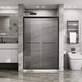 thumbnail image 3 of Goodyo Double Sliding Glass Shower Door - 48" W x 72" H Aluminum Frame with SGCC Tempered Glass, Stainless Steel Hardware, Matte Black Finish, Reversible Sliding Design for Easy Installation, 3 of 7