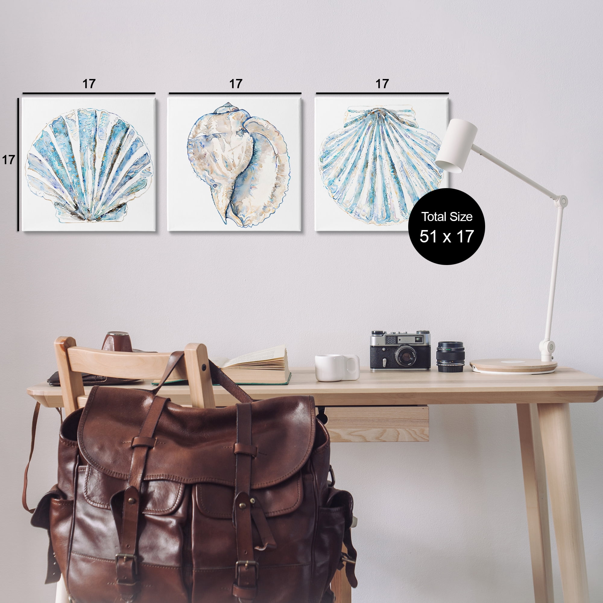 Stupell Industries Clam & Conch Watercolors Nautical & Beach Painting Wrapped Canvas Art Print Wall Art, 17 x 17, Set of 3