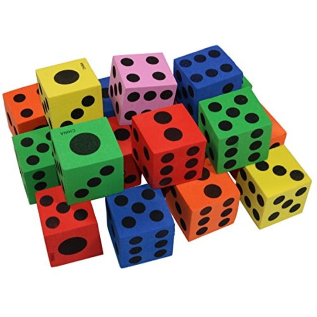 Lot of 6 Assorted Colored Foam Dice 1.5" D6 Gaming Casino 