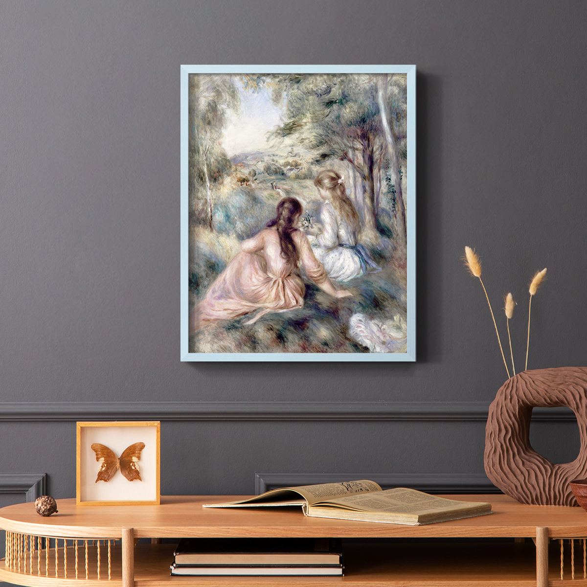 In The Meadow in Blue Solid Wood 11 x 14 Framed Print