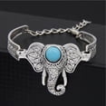 thumbnail image 2 of EHJRE Vintage Bangle Bracelet Bohemian Elephant Turquoise Charm, 2 of 9